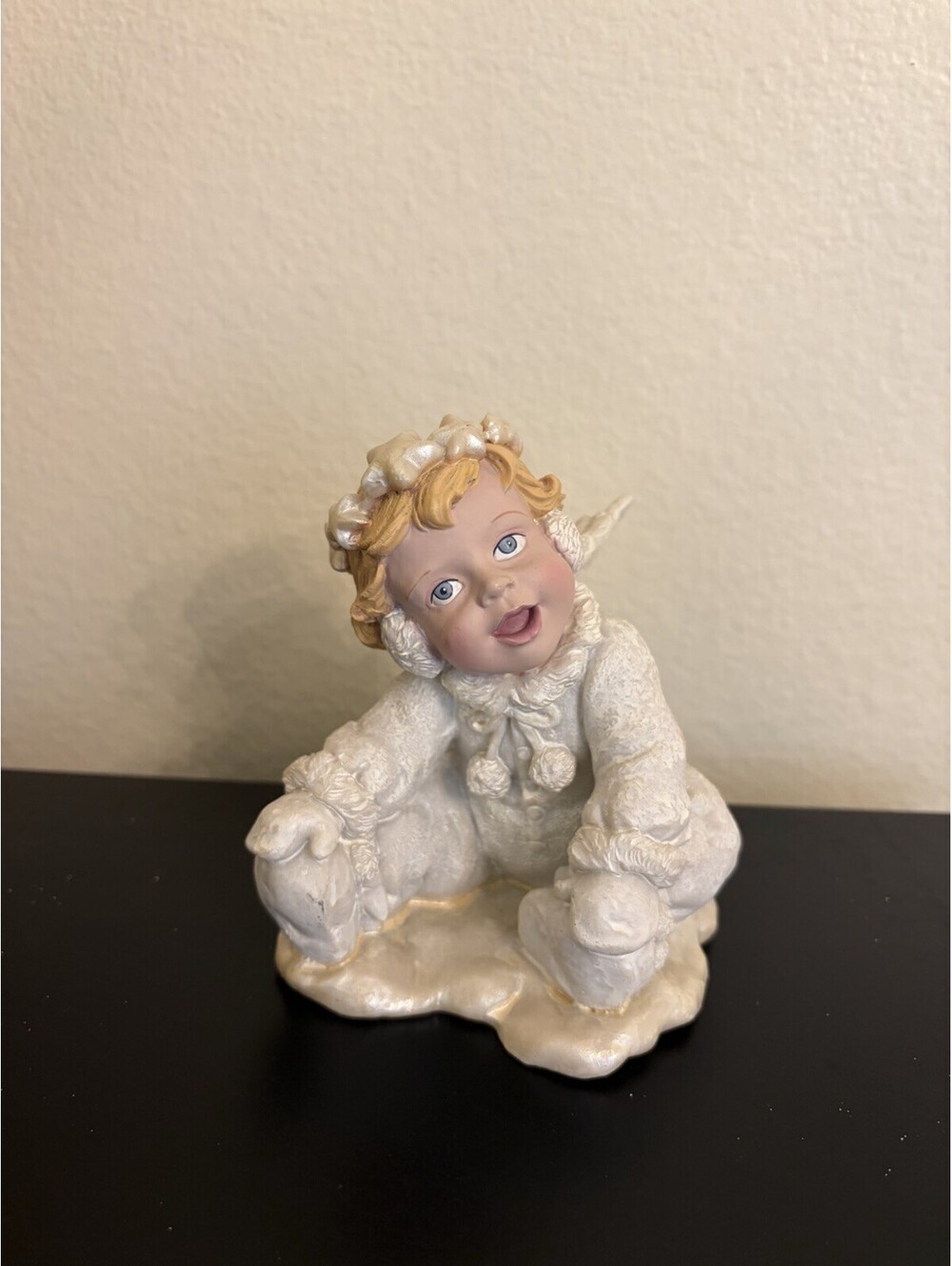 VTG 90’s Snow Angel/Cherub Sitting Collectibles For Me Heavy Resin Painted 5”